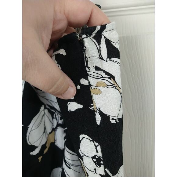 Emma James Woman 18 Skirt A Line Black Floral Linen Blend Maxi Side Zip Clasp - Picture 5 of 8